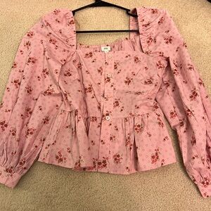 Floral baby pink River island top